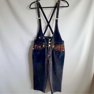 Vintage Coogi Women’s Black Wash Denim Cropped Dungarees